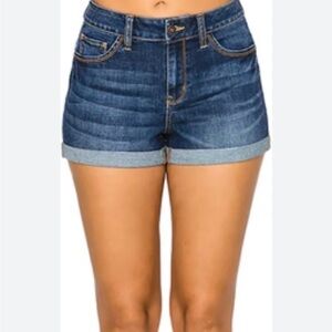 Amazon Essentials Dark Denim Cuffed Shorts – Size 14
